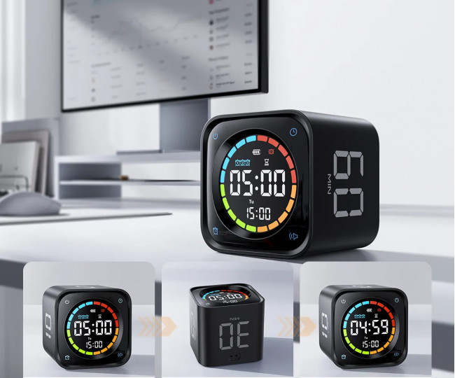 Смарт-таймер Ticktime TK3 Pomodoro Timer Cube, Productivity Timer Black